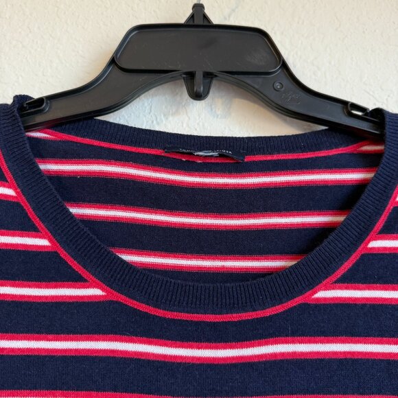 Preppy Sweater Vest Women XL Lace Hem Striped Classic Lightweight Tommy Hilfiger - Picture 2 of 9